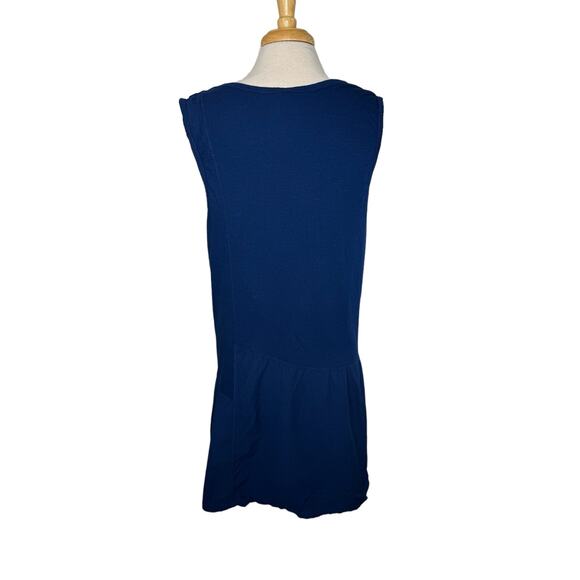 AMADI Anthropologie Royal Blue Cotton Sleeveless Asymmetric Dress Size Large - Picture 3 of 9